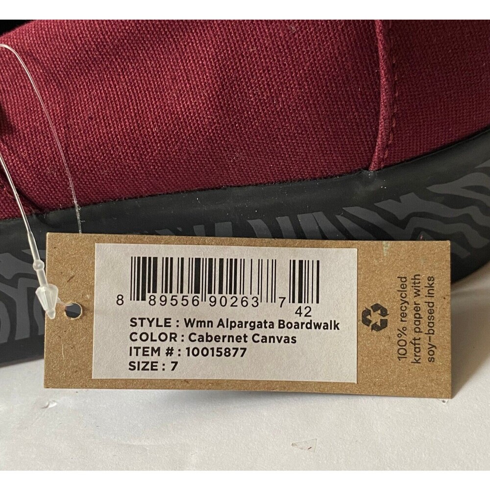 Toms Shoes Women's Size 7 Cabernet Canvas Alpargata Boardwalk NWT ๐คฉ HOST PICK! - Picture 6 of 14
